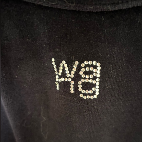Alexander Wang T Navy Hotfix Velour Sweatshirt L - Picture 3 of 4